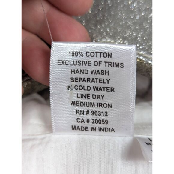 PARSLEY & SAGE Lotus Embroidered Smocked Tunic Shirt Artsy Boho Size Large NWT - Picture 9 of 9